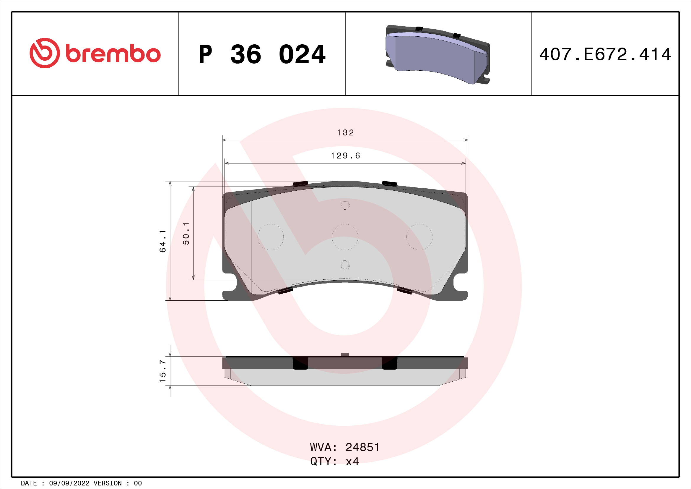 A.B.S. P 36 024 BREMBO Bremsbelagsatz, Scheibenbremse